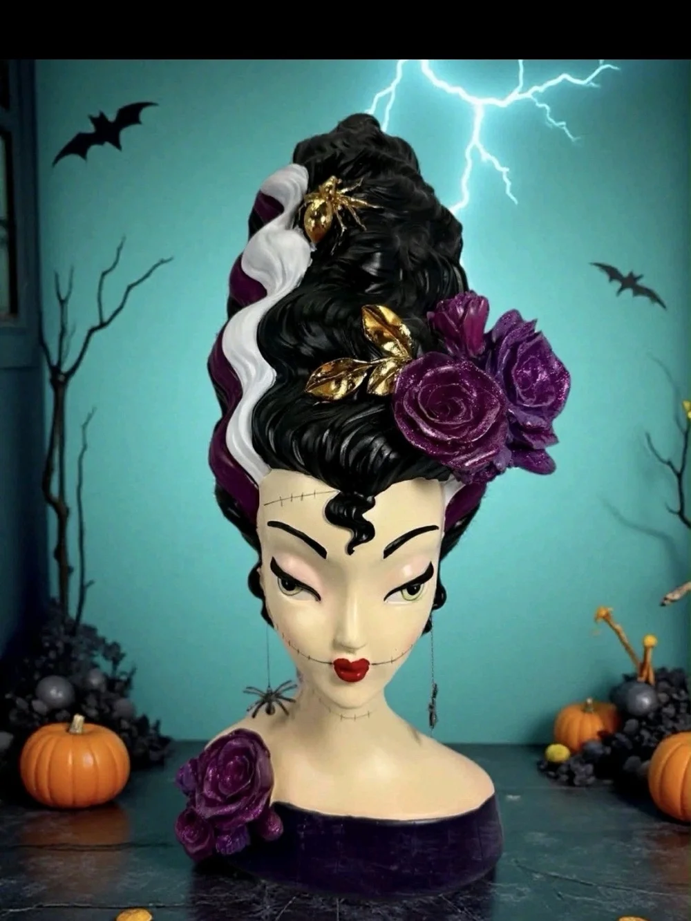 Purple and Black Floral Accent Hairpiece - Brand Unspecified